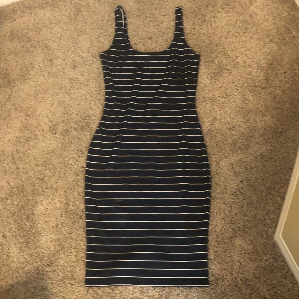 Striped bodycon midi dress